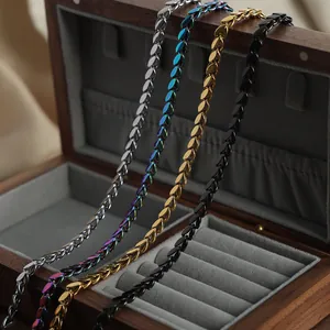 18K gold plated titanium steel necklaces set in silver, rainbow, gold and black finishes