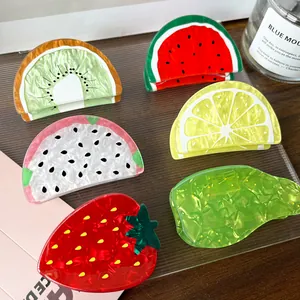Set of fruit-shaped shark hair clips including watermelon and kiwi designs for women