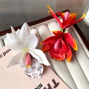 Pinces à cheveux orchidées artificielles blanches et rouges pour les vacances à la plage