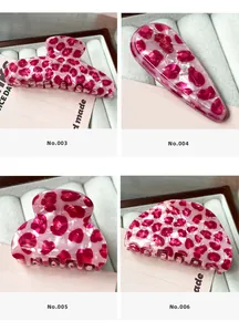 Pink leopard print acetate hair claw set featuring various shapes for elegant styling