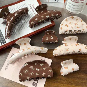 Butterfly Pattern Faux Acetate Hair Claw Clip New Chinese Style Vintage Shark Clip Elegant Hair Accessory For Women Girls