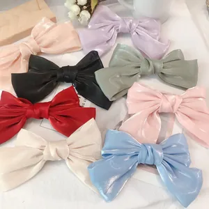 Barrette Cheveux Nœud Papillon en Satin Style Français pour Femmes Doux Perlé Grand Clip à Ressort Élégant Coiffe Accessoires
