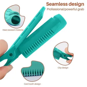 Heat-resistant hair root volumizing clip in teal color for natural hairstyle styling