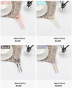 Acetate butterfly hair forks shown in pink, mermaid, black, and multi-color patterns
