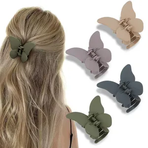 Matte Schmetterlings-Haarklammern in vier Morandi-Farben für Damen und Mädchen