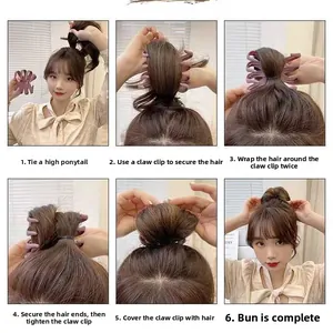 Tutoriel étape par étape pour chignon avec une pince à cheveux pieuvre violette mate