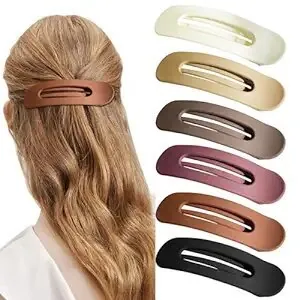 Set di 6 grandi fermagli per capelli opachi in colori neutri per uno stile minimalista