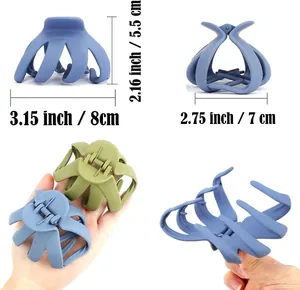 Detailed size guide for matte finish octopus hair claw clips in various dimensions
