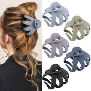 Matte large shark hair claw clips in five Morandi colors for thick hair styling