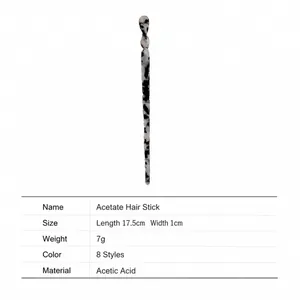 Minimalistischer Haarstab aus Acetat mit Marmormuster für Damen, Länge ca. 17,5 cm
