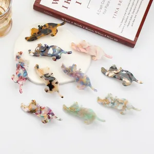 Barrettes à cheveux chat en acétate de style japonais avec motifs marbrés et bords dorés