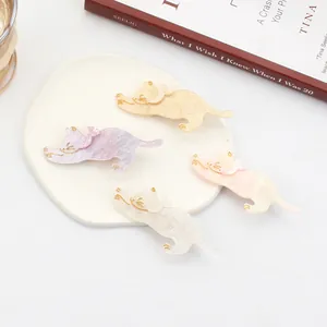 Barrettes à cheveux chat en acétate aux tons pastel avec une finition pailletée