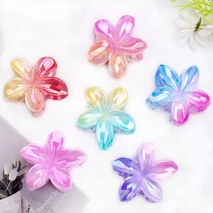 Irillerende Plumeria Haarklem Acetaat Gradiënt Bloem Shark Clip Elegante Zomer Strand Haaraccessoires Voor Vrouwen Meisjes Mode Haarklem