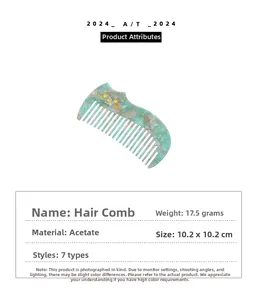 Details zum Haarkamm aus Acetat mit Katzenmotiv und Marmortextur, Gewicht 17.5g