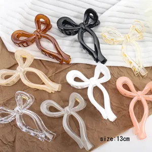 13cm Große Schleife Haarkralle Für Damen Hoher Pferdeschwanz Shark Clip Acryl Kunststoff Haarschmuck Koreanische Süße Mode Haarnadel