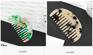 Detailed comparison of semi-circular marble pattern and tortoiseshell hair combs