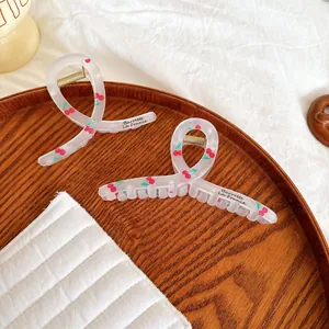 Set di due mollette per capelli con stampa a ciliegia e finitura opaca traslucida