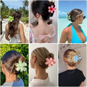 Collage de pinces à cheveux fleurs de frangipanier colorées aux finitions variées