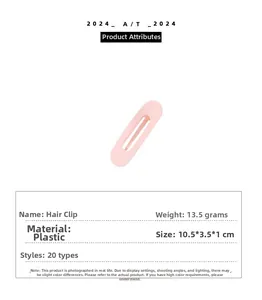 Dimensions de la pince à cheveux rose mat 10,5cm et spécifications de poids de 13,5g