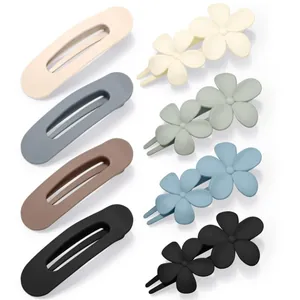 Pinzas de Pelo de Flores Mate Garras de Pelo Huecas Geométricas Colores Morandi Horquillas de Resina Antideslizantes para Mujer