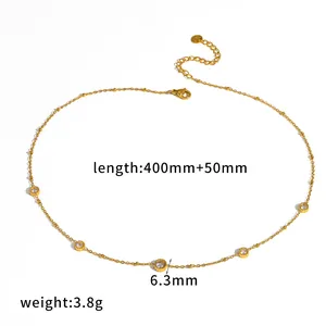Elegante Halskette aus 18 Karat vergoldetem Edelstahl mit feinen runden Zirkonia-Akzenten