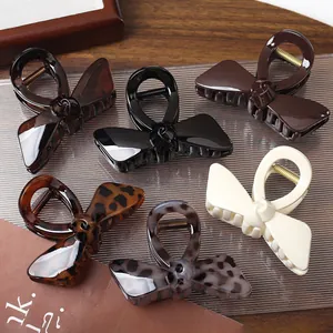 Orecchini a Molla per Capelli da Donna con Fiocco Grandi Pinze a Squalo in Plastica Lucida Accessori per lo Styling dei Capelli