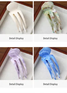 Détails de pinces à cheveux motif marbre en crème, ambre, violet et bleu profond