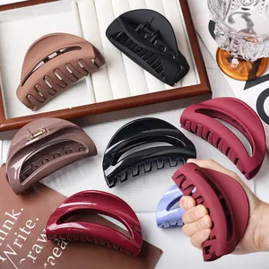 Women Large Hair Claw Clips Soft Silicone Matte Glossy Minimalist Geometric Hollow Shark Clip Elegant Hair Accessories