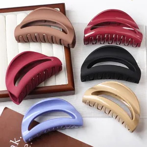 Minimalist matte and glossy semi-round hair claws in six elegant colors for women