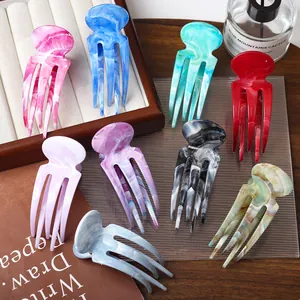 Pinces à cheveux élégantes à motif marbré en couleurs variées pour queues de cheval