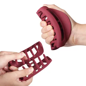 Flexible matte burgundy hair claw clip for women with durable semi-round hollow design