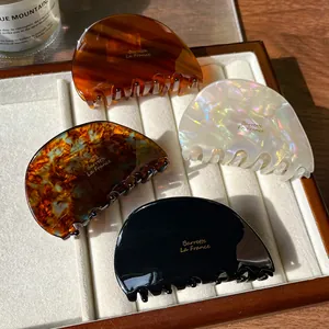 Lot de 4 pinces à cheveux en acétate style français, motifs écailles de tortue et ambre