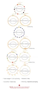 Detailed size and weight chart for Bohemian adjustable anklet set with various designs