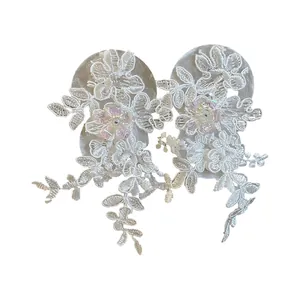 Elegant white lace flower tassel earrings featuring a delicate sweet French floral design
