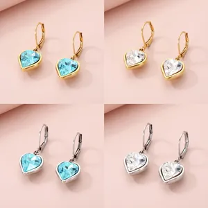 Edelstahl Herz Strass Ohrstecker Für Damen Süße Kristall Dangle Ohrringe Für Mädchen Täglicher Schmuck