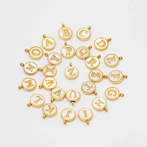 Collection of 26 alphabet initial charms in 18K gold-plated stainless steel for DIY jewelry