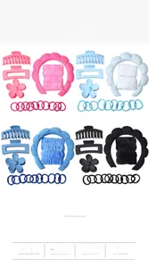 Set of padded headbands, matte claw clips and flower scrunchies in various pastel colors