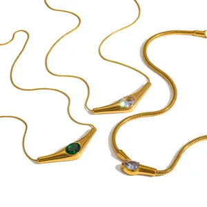 Elegante Schlangenkette aus 18k vergoldetem Edelstahl mit bunten Schmucksteinen set