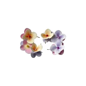 Elegant multi-layered fabric flower petal stud earrings with silver needles for vacation