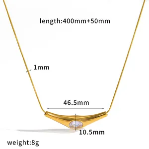 Eleganter 18 Karat vergoldeter Edelstahl-Schlangenkette mit funkelndem CZ-Anhänger