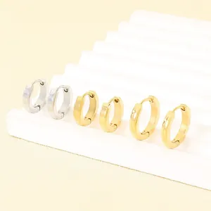Simple Stainless Steel Hoop Earrings For Men Women High Polished Mirror Surface Huggie Earrings Geometric Ear Buckle Daily Jewelry