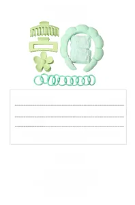 Detailed set of mint green hair accessories including large claw clips and scrunchies