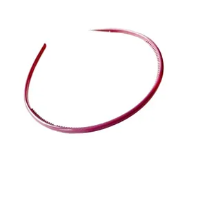 Slim non-slip candy colored headband in dark red with fine teeth for women's hair