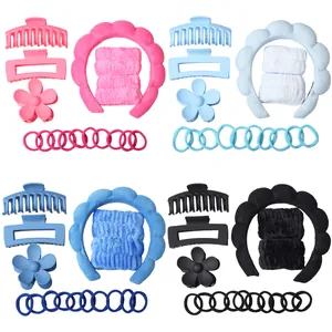 Cloud Sponge Headband Hair Claw Clips Plush Wristbands Hair Ties For Women Face Washing Skincare Makeup Hair Accessories