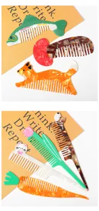 Creative animal shaped acetate hair combs with marble texture and wide teeth in vibrant colors