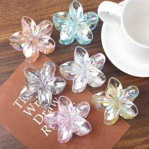 Lot de six pinces à cheveux en forme de fleurs irisées aux couleurs pastel acidulées