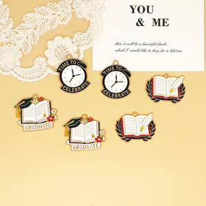 Graduation season alloy enamel charms for DIY keychains and jewelry accessories