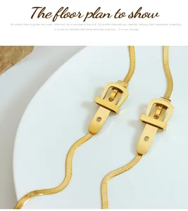 Detailed view of gold snake chain with buckle clasp design made of titanium steel