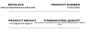 Spécifications du collier et du bracelet en acier titane avec perles et pierres