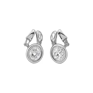 Eleganti orecchini a clip in argento stile francese con cristalli rotondi scintillanti